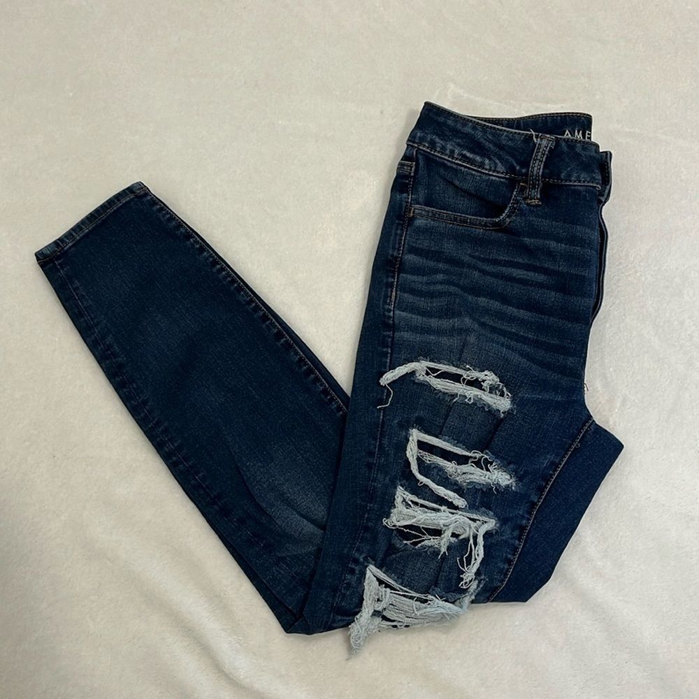 American Eagle Women’s Patched Distressed Hi-Rise Jegging Size 8 Short